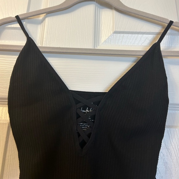 Intimately by Free People Black Seamless Ribbed Cross Front Camisole - Picture 9 of 11